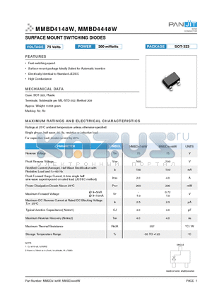 MMBD4148W datasheet - SURFACE MOUNT SWITCHING DIODES