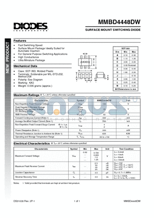 MMBD4448DW datasheet - SURFACE MOUNT SWITCHING DIODE