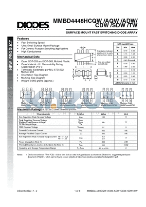 MMBD4448HCDW datasheet - SURFACE MOUNT FAST SWITCHING DIODE ARRAY