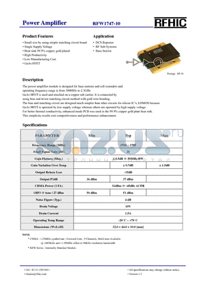 RFW1747-10 datasheet - Power Amplifier