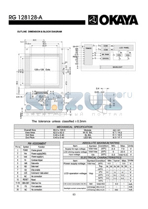 RG128128-A datasheet - OUTLINE DIMENISON & BLOCK DIAGRAM