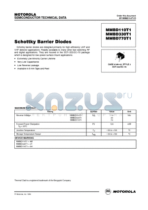 MMBD770T1 datasheet - Schottky Barrier Diodes