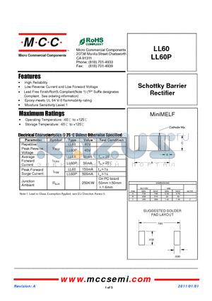 LL60P datasheet - Schottky Barrier Rectifier