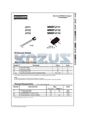 MMBFJ112 datasheet - N-Channel Switch