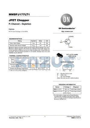 MMBFJ177LT1 datasheet - JFET Chopper P-Channel - Depletion