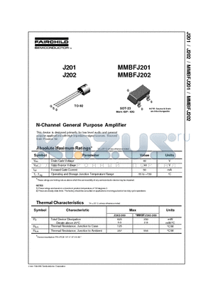 MMBFJ202 datasheet - N-Channel General Purpose Amplifier