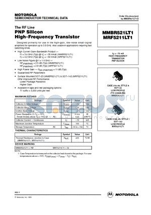 MMBR521LT1 datasheet - HIGH-FREQUENCY TRANSISTOR PNP SILICON
