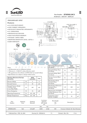 ZFMDK129C2 datasheet - SURFACE MOUNT DISPLAY