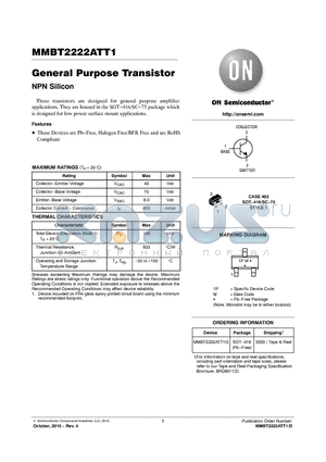 MMBT2222ATT1 datasheet - General Purpose Transistor