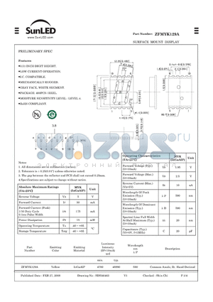 ZFMYK129A datasheet - SURFACE MOUNT DISPLAY