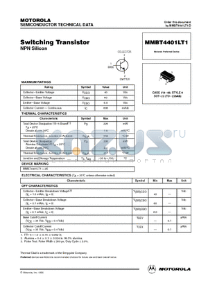 MMBT4401LT1 datasheet - Switching Transistor