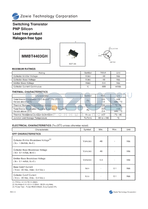 MMBT4403GH datasheet - Switching Transistor PNP Silicon