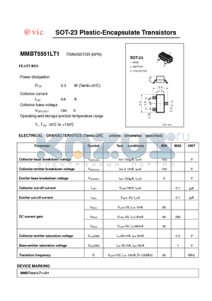 MMBT5551LT1 datasheet - SOT-23 Plastic-Encapsulate Transistors