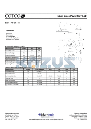 LM1-PPG1-11 datasheet - InGaN Green Power SMT LED