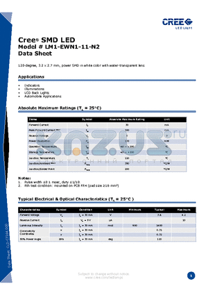 LM1-EWN1-11-N2 datasheet - SMD LED