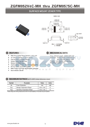 ZGFM0543C-MH datasheet - SURFACE MOUNT ZENER TYPE