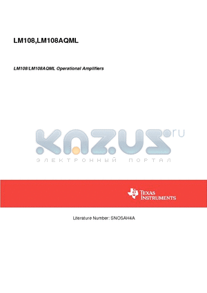 LM108J-8/883 datasheet - LM108/LM108AQML Operational Amplifiers