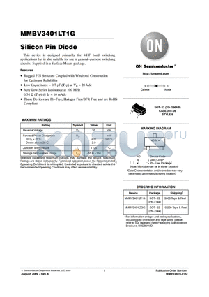 MMBV3401LT3G datasheet - Silicon Pin Diode