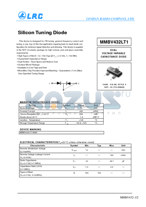 MMBV432LT1 datasheet - Silicon Tuning Diode