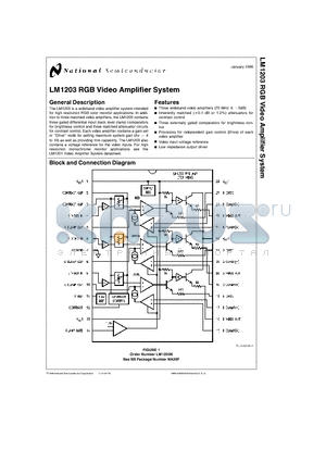 LM1203N datasheet - RGB Video Amplifier System