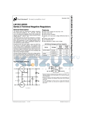 LM120H-15/883 datasheet - Series 3-Terminal Negative Regulators