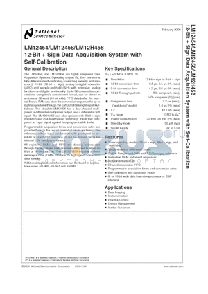 LM12454 datasheet - 12-Bit  Sign Data Acquisition System with Self-Calibration