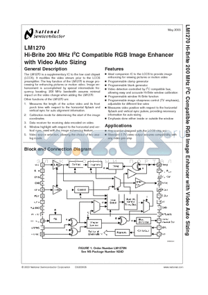 LM1270 datasheet - Hi-Brite 200 MHz I2C Compatible RGB Image Enhancer with Video Auto Sizing