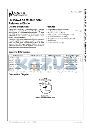 LM136AH-2.5RQV datasheet - Reference Diode
