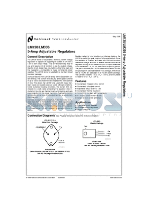 LM138 datasheet - 5-Amp Adjustable Regulators