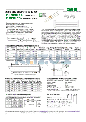 ZJ2-TC4Q datasheet - ZERO-OHM JUMPERS, 2A to 25A