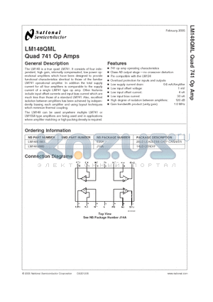 LM148E/883 datasheet - Quad 741 Op Amps