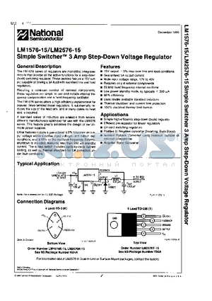 LM1576-15 datasheet - Simple Switcher 3 Amp Step-Down Voltage Regulator