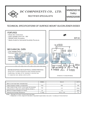 MMBZ5259B datasheet - TECHNICAL SPECIFICATIONS OF SURFACE MOUNT SILICON ZENER DIODES