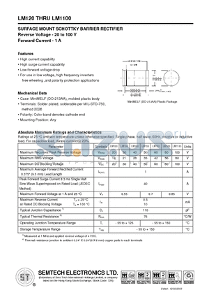 LM180 datasheet - SURFACE MOUNT SCHOTTKY BARRIER RECTIFIER