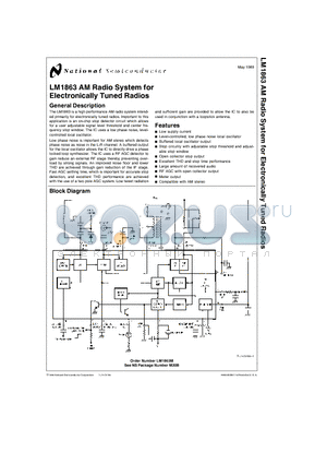 LM1863M datasheet - AM Radio System for Electronically Tuned Radios