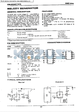 MMC334 datasheet - MELODY GENERATOR