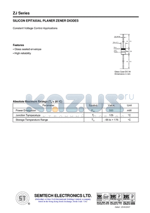 ZJ33A datasheet - SILICON EPITAXIAL PLANER ZENER DIODES