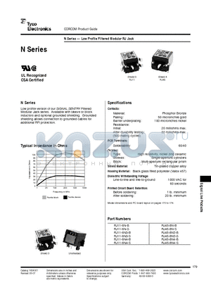 RJ11-6N-S datasheet - N Series- Low Profile Filtered Modular RJ Jack