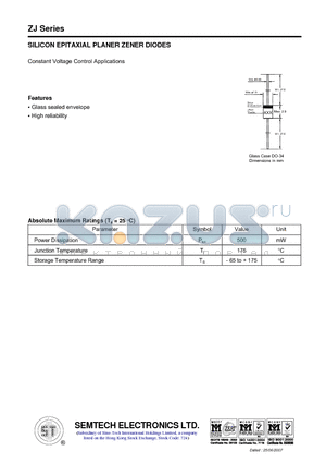 ZJ43 datasheet - SILICON EPITAXIAL PLANER ZENER DIODES