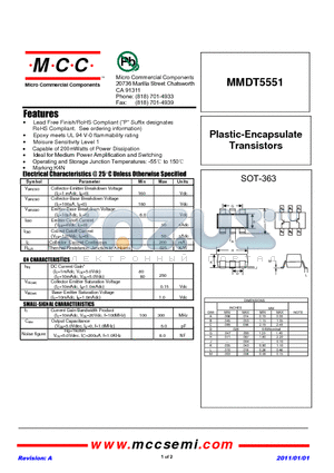 MMDT5551 datasheet - Plastic-Encapsulate Transistors