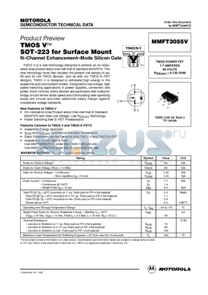 MMFT3055V datasheet - TMOS POWER FET 1.7 AMPERES 60 VOLTS