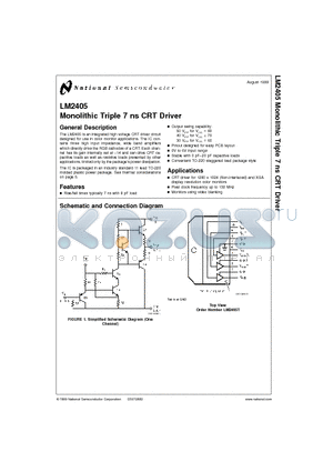 LM24 datasheet - Monolithic Triple 7 ns CRT Driver