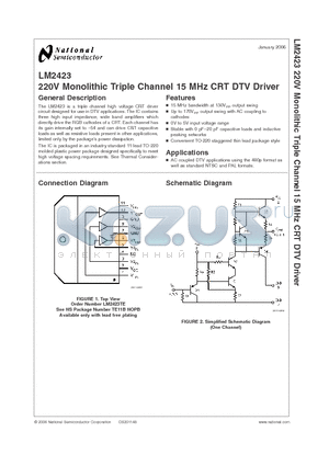 LM2423_06 datasheet - 220V Monolithic Triple Channel 15 MHz CRT DTV Driver