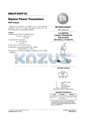 MMJT350T1G datasheet - Bipolar Power Transistors