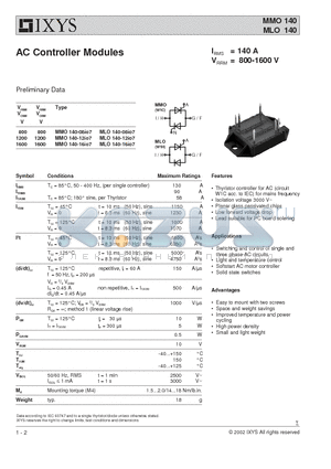 MMO140 datasheet - AC Controller Modules