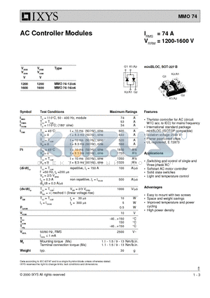 MMO74 datasheet - AC Controller Modules
