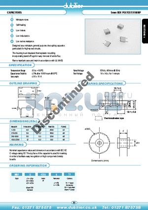 MMP10470NJ datasheet - CAPACITORS 5mm BOX POLYESTER MMP