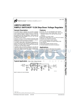 LM2574HVM-15 datasheet - SIMPLE SWITCHER 0.5A Step-Down Voltage Regulator