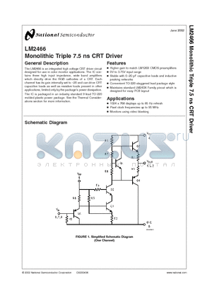 LM2466 datasheet - Monolithic Triple 7.5 ns CRT Driver