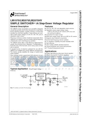 LM2575S-15 datasheet - SIMPLE SWITCHER 1A Step-Down Voltage Regulator